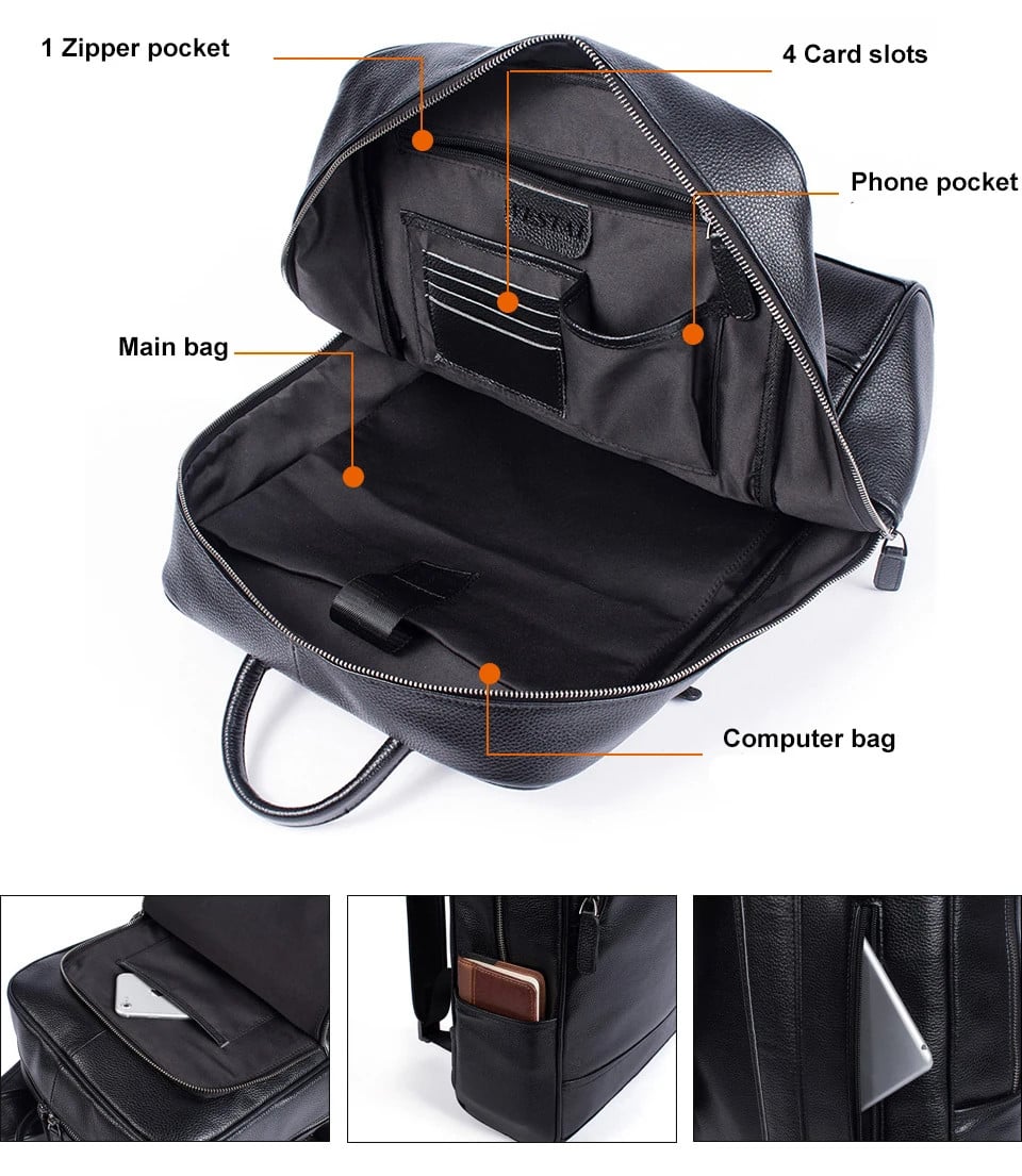 Rucsac unisex Delis, Blanchefleur GT2589, piele naturala, Negru - poza 4