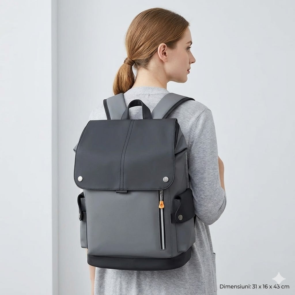 Rucsac unisex, Elandor GT3742, Gri inchis/Negru - poza 2