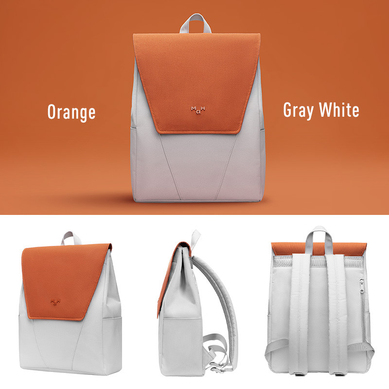 Rucsac unisex, Vivian GT2360, Alb/Portocaliu - poza 3