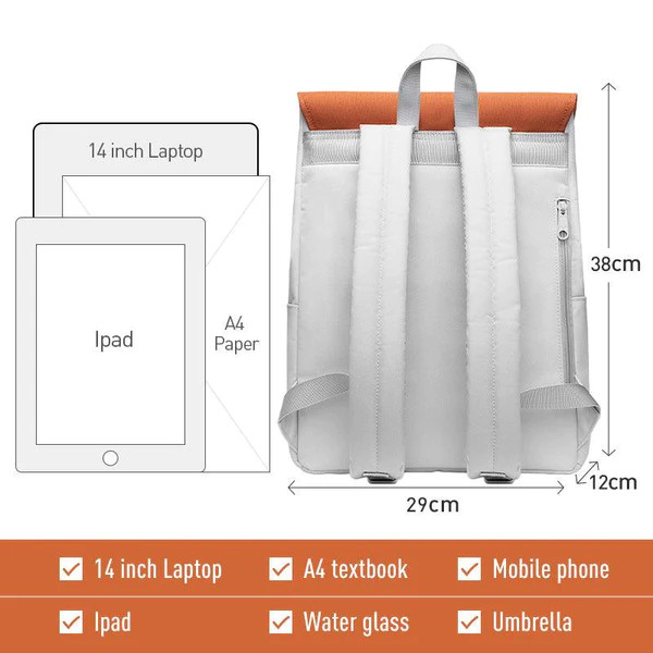 Rucsac unisex, Vivian GT2360, Alb/Portocaliu - poza 4
