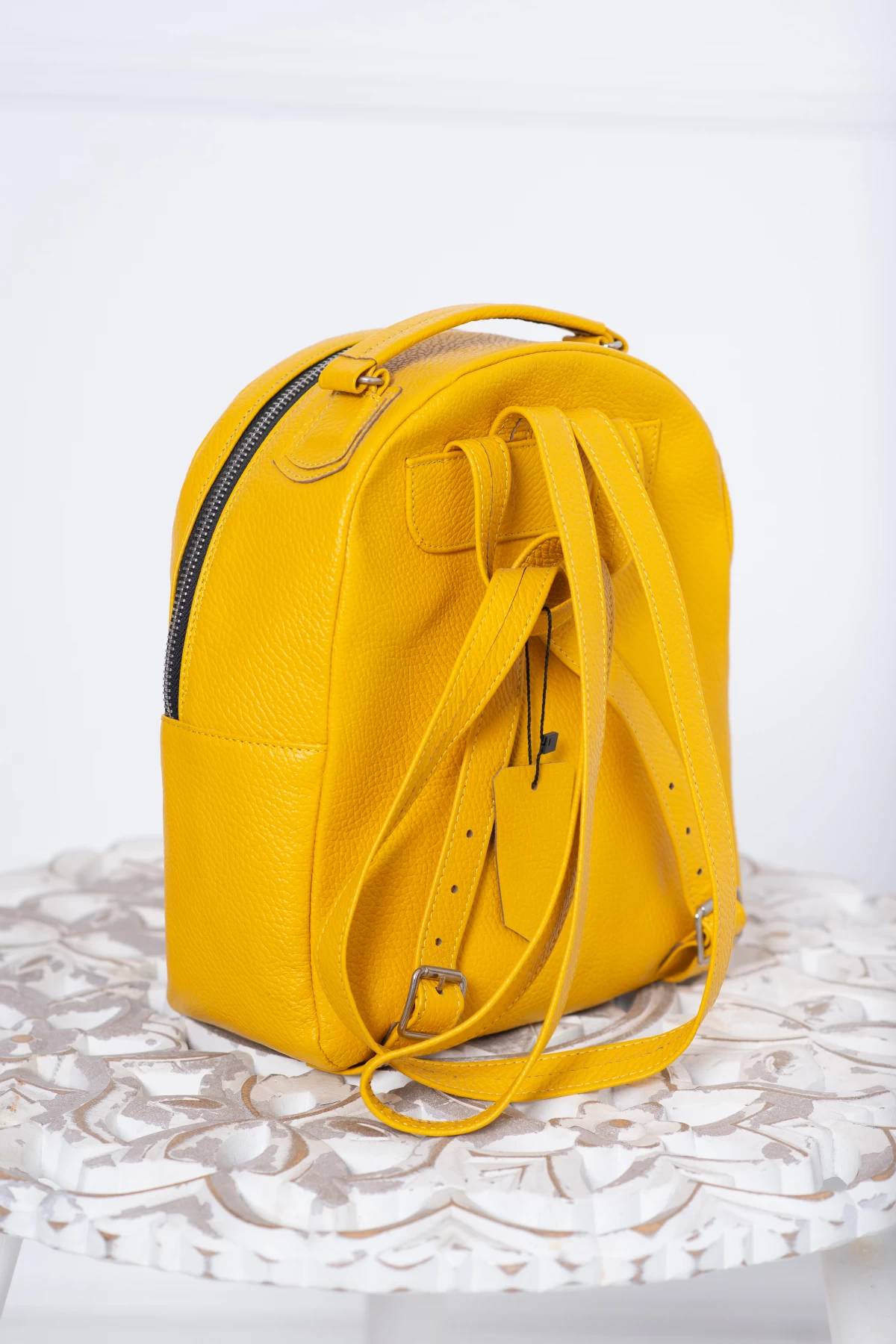 Rucsac Yellow din piele naturala - poza 3