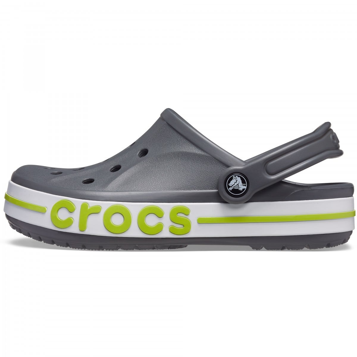 Saboti Crocs Bayaband Clog Gri - Slate grey/Lime Punch - poza 3