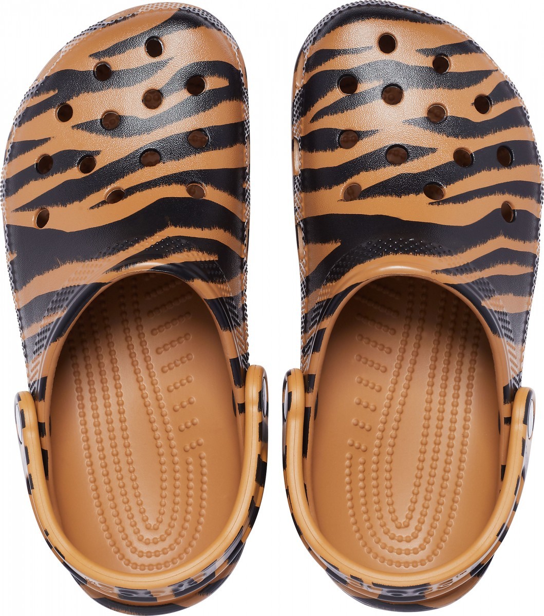 Saboți Crocs Classic Animal Print Clog Multicolor - Dark Gold/Zebra Print - poza 2