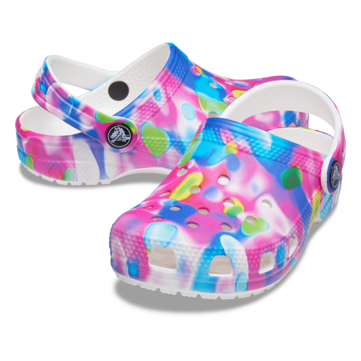 Saboti Crocs Classic Classic Solarized Clog Kids Multicolor - Pink/White - poza 4