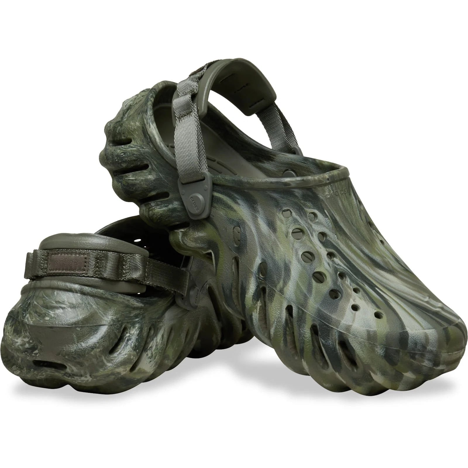 Saboti Crocs Classic Echo Marbled Clog Verde - Dusty Olive/Multi - poza 3