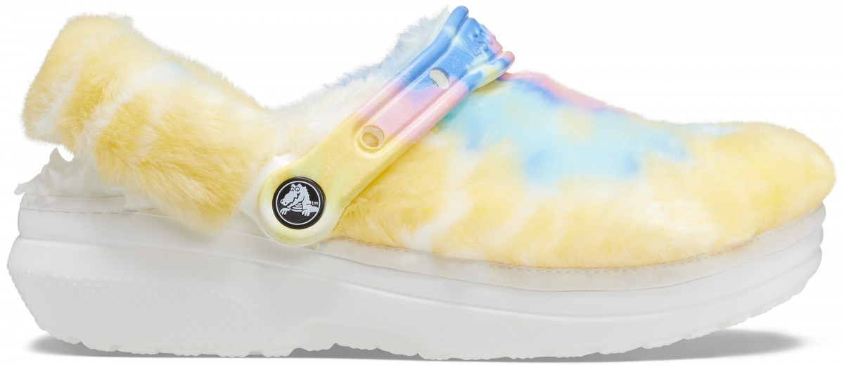 Saboți Crocs Classic Fur Sure Alb - White/Multi - poza 1