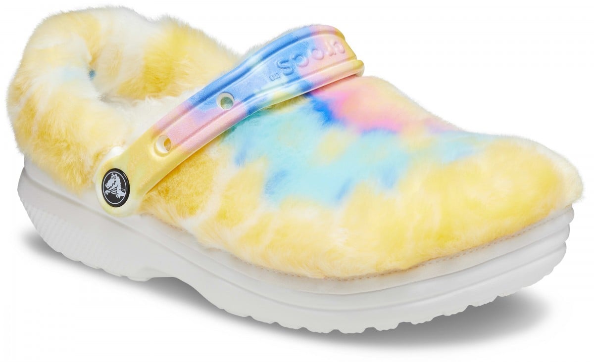 Saboți Crocs Classic Fur Sure Alb - White/Multi - poza 2