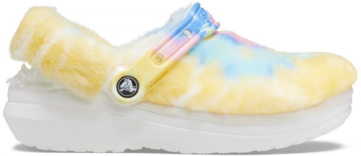 Saboți Crocs Classic Fur Sure Alb - White/Multi