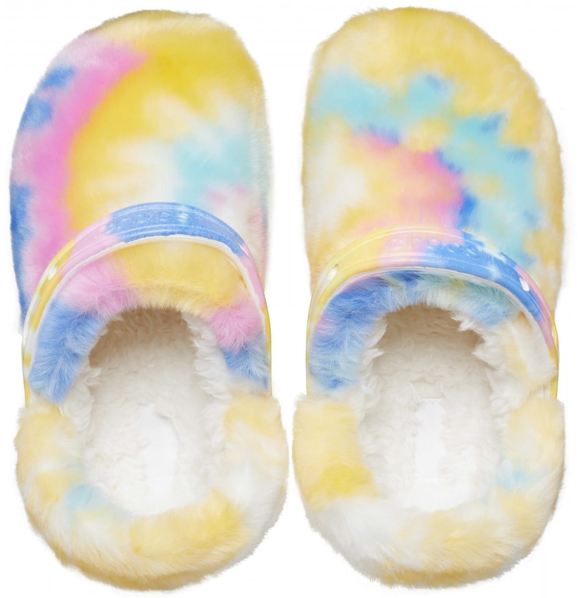 Saboți Crocs Classic Fur Sure Alb - White/Multi - poza 3
