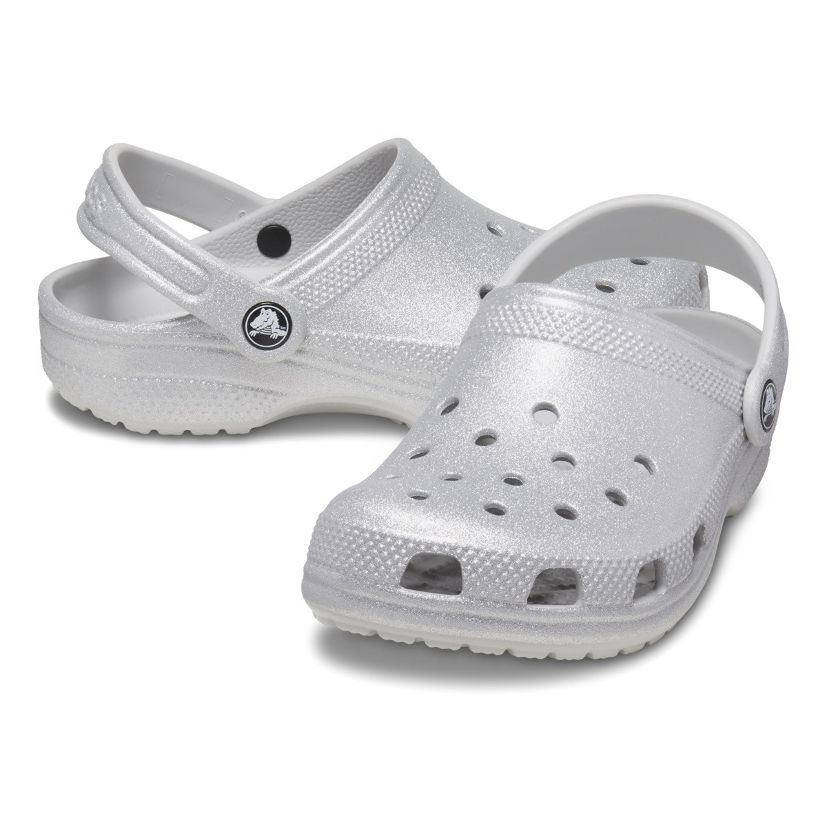 Saboti Crocs Classic Glitter Clog Kids Gri - Silver Glitter - poza 4