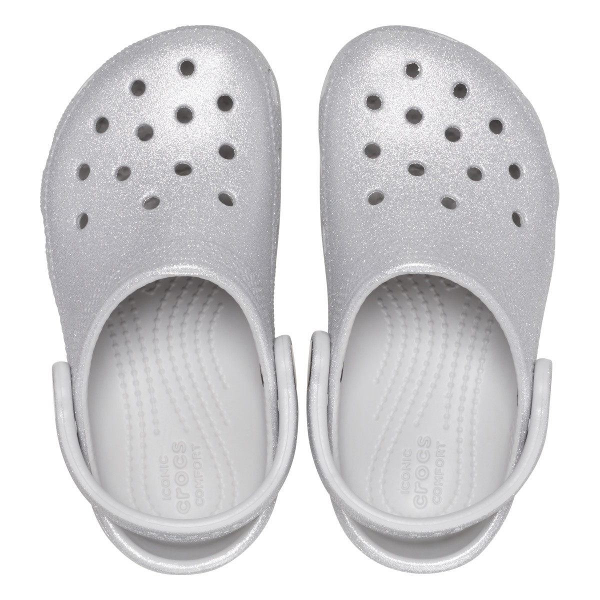 Saboti Crocs Classic Glitter Clog Kids Gri - Silver Glitter - poza 5