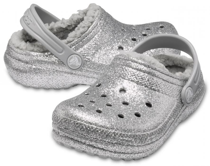 Saboti Crocs Classic Glitter Lined Clog Kids Argintiu - Silver - poza 2