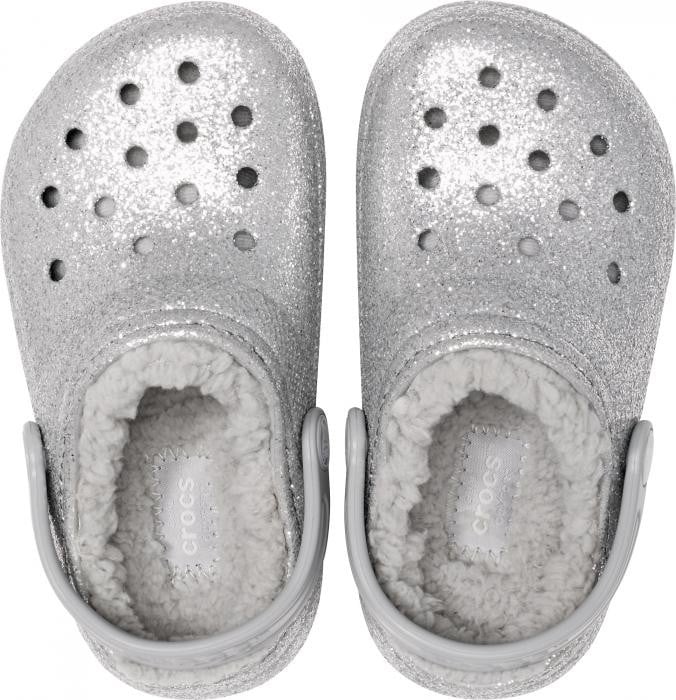 Saboti Crocs Classic Glitter Lined Clog Kids Argintiu - Silver - poza 3