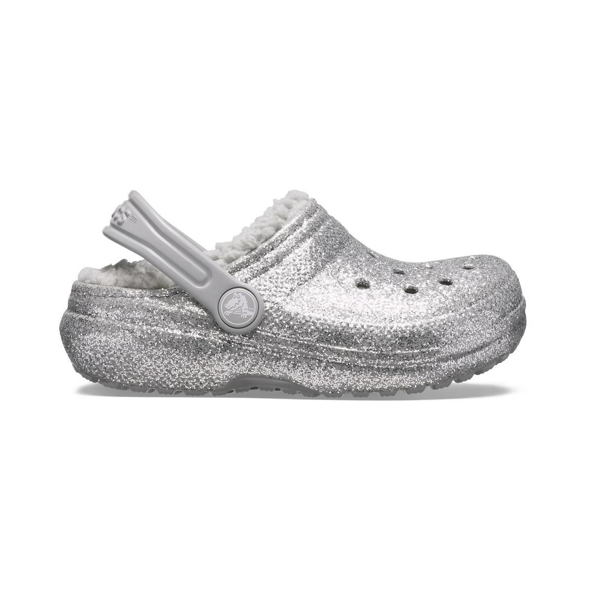 Saboti Crocs Classic Glitter Lined Clog Kids Argintiu - Silver - poza 1