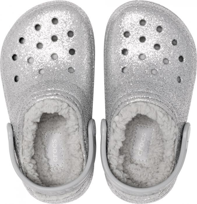Saboti Crocs Classic Glitter Lined Clog Kids Argintiu - Silver - poza 3