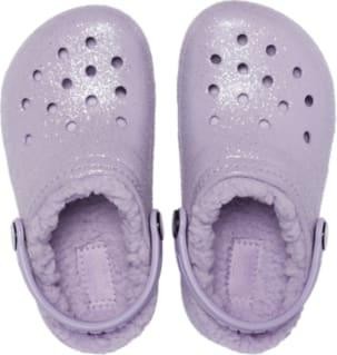 Saboti Crocs Classic Glitter Lined Clog Kids Mov - Lavender - poza 3