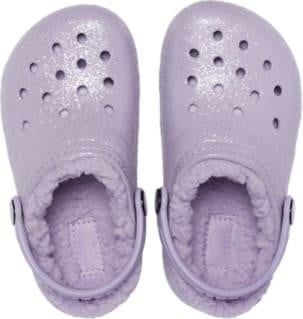 Saboti Crocs Classic Glitter Lined Clog Kids Mov - Lavender - poza 3