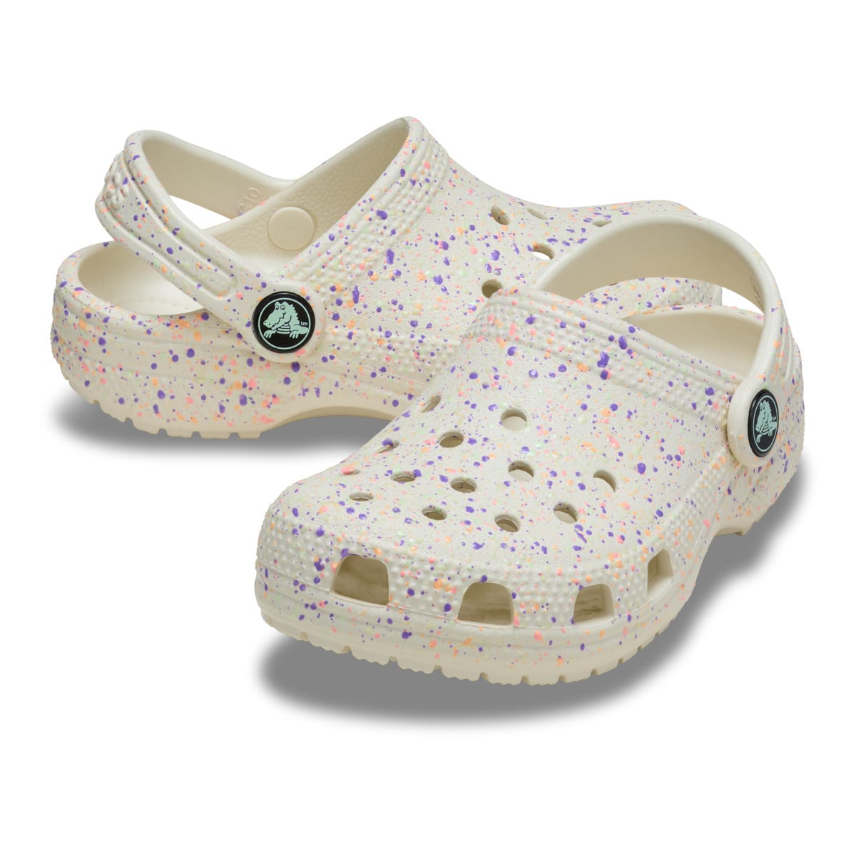 Saboti Crocs Classic Glow Paint Splatter Clog K Alb - Summit White/Multi - poza 4