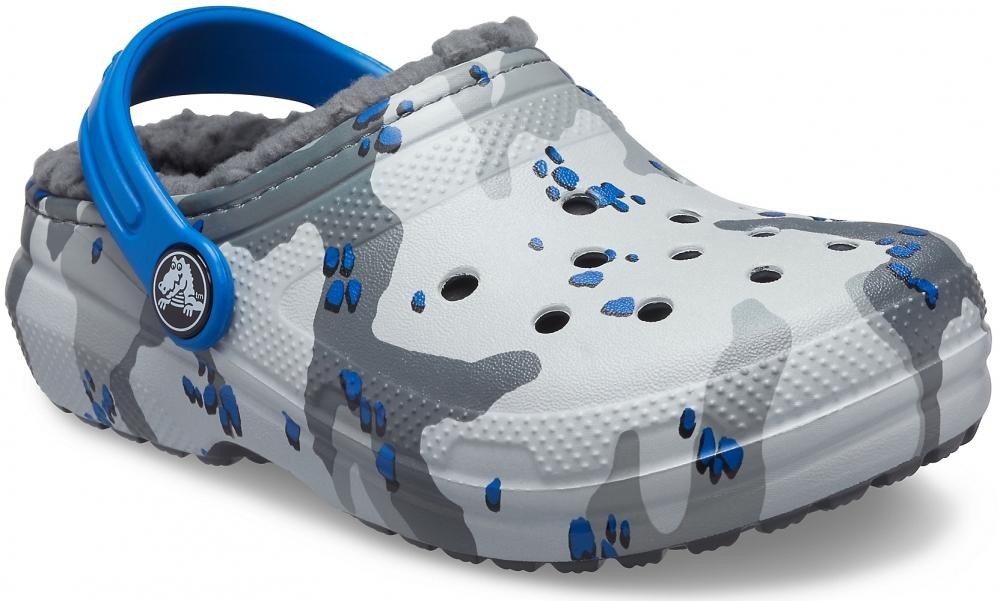 Saboti Crocs Classic Lined Camo Clog Kids Gri - Camo/Light Grey - poza 5