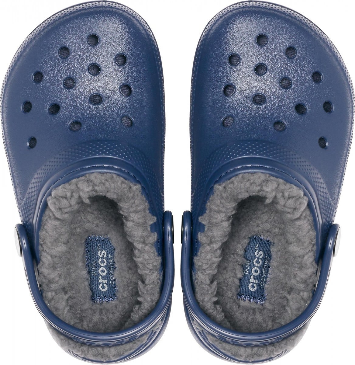 Saboti Crocs Classic Lined Kids Albastru - Navy/Charcoal - poza 3