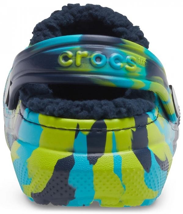 Saboti Crocs Classic Marbled Lined Kids Albastru - Navy/Multi - poza 5