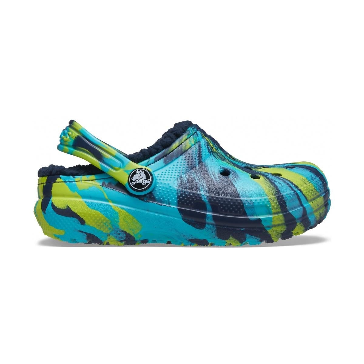 Saboti Crocs Classic Marbled Lined Kids Albastru - Navy/Multi - poza 1