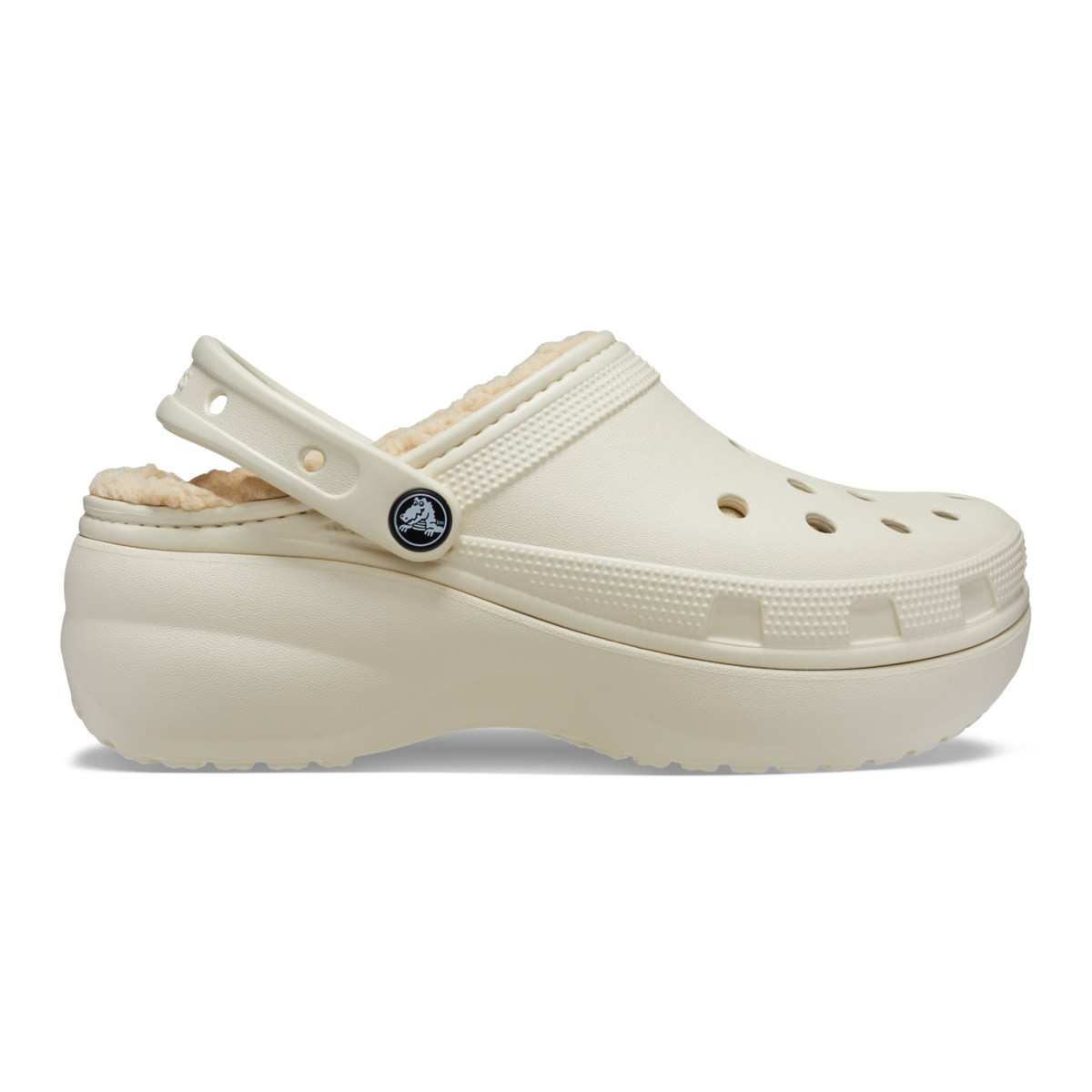Saboti Crocs Classic Platform Lined Clog Bej - Bone - poza 1
