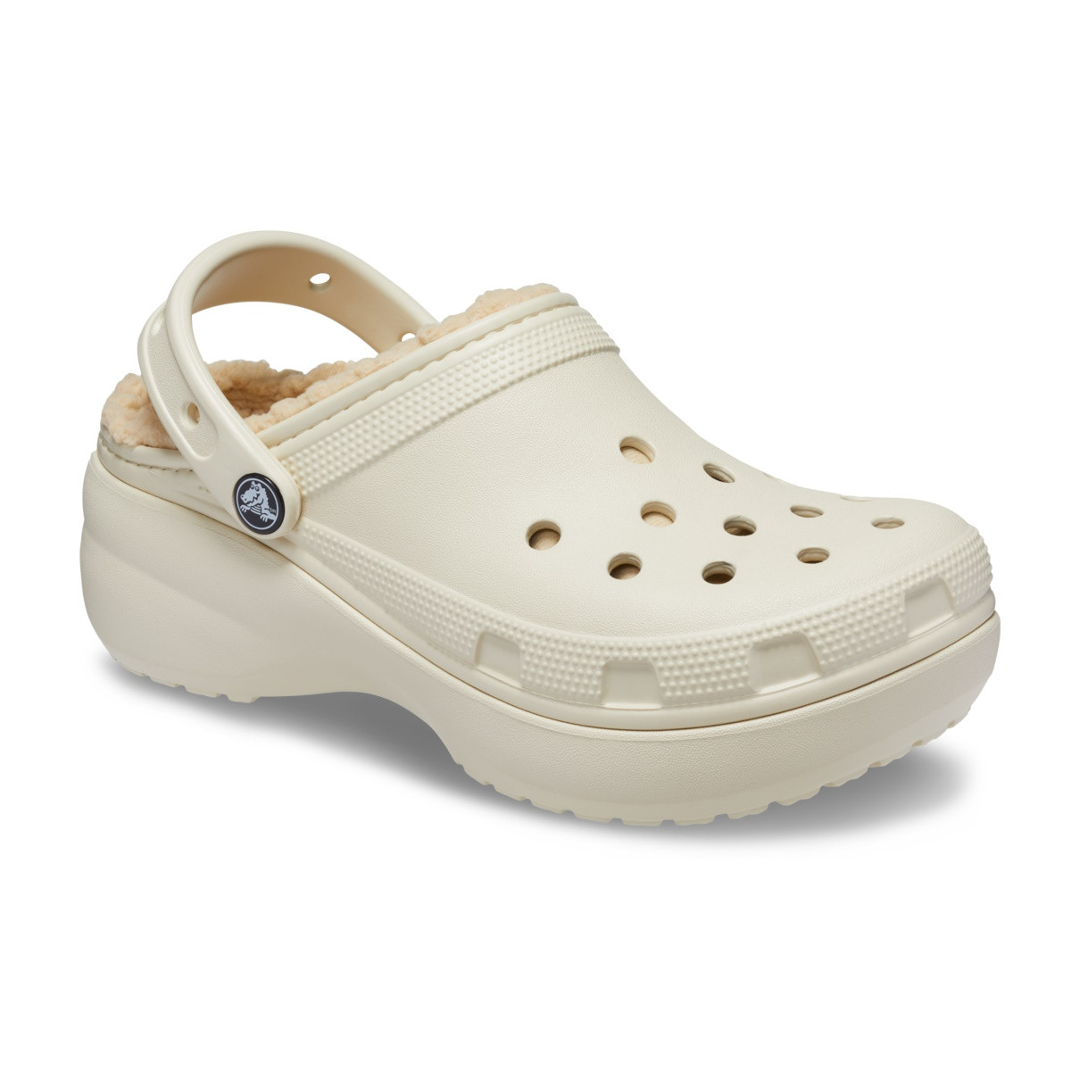 Saboti Crocs Classic Platform Lined Clog Bej - Bone - poza 2