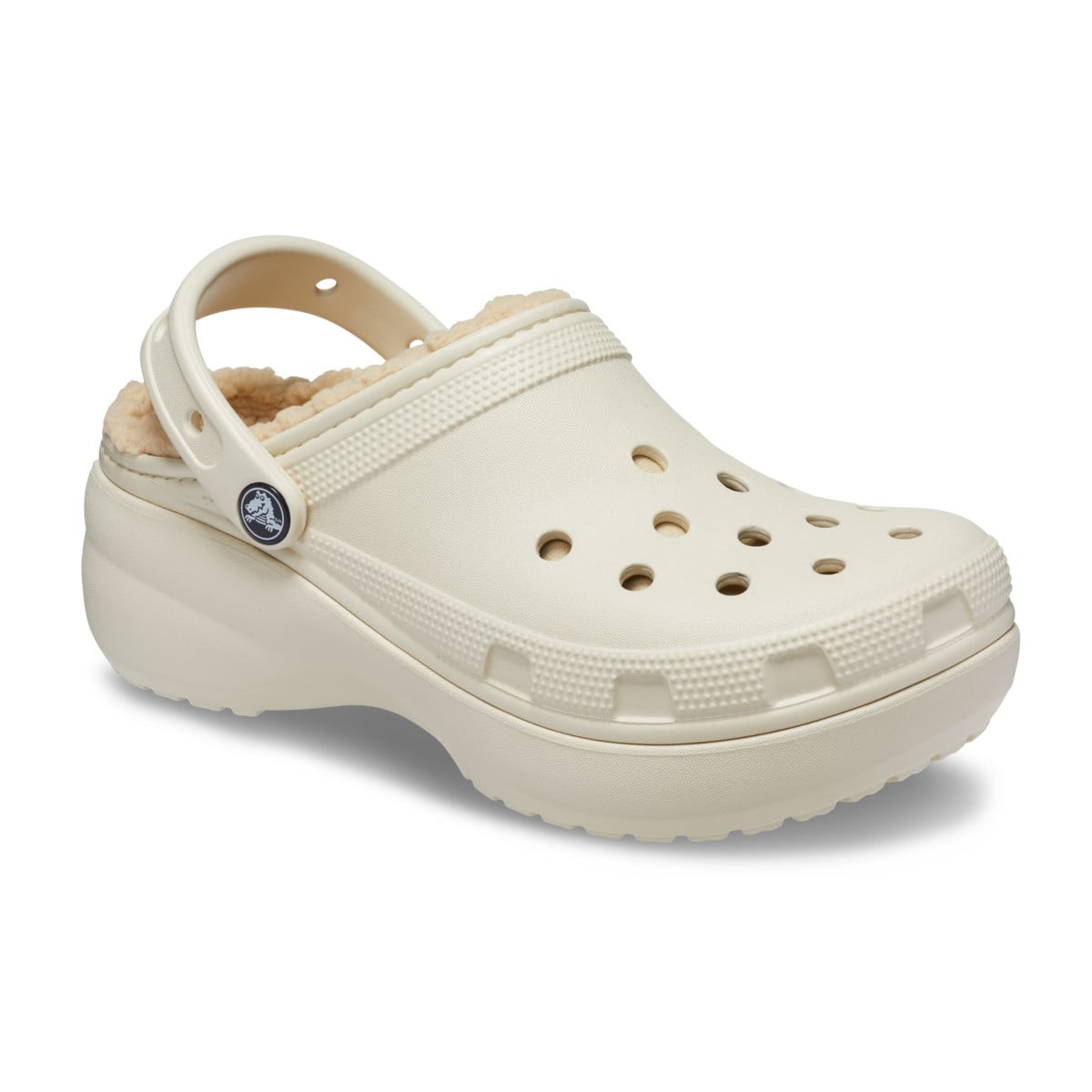 Saboti Crocs Classic Platform Lined Clog Bej - Bone - poza 2