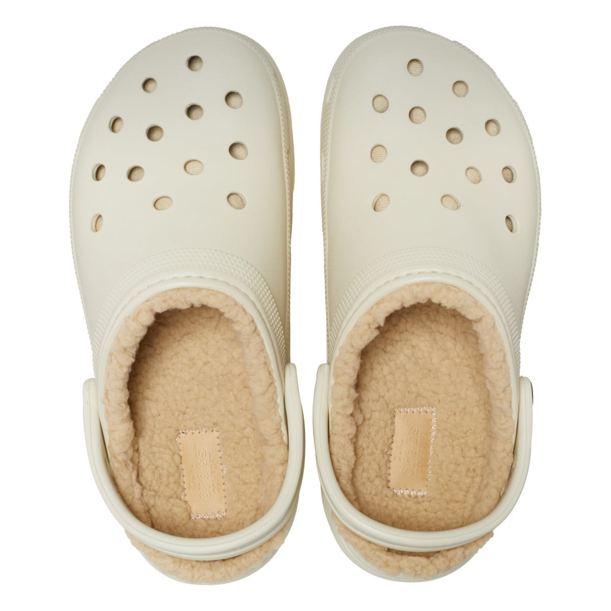 Saboti Crocs Classic Platform Lined Clog Bej - Bone - poza 4