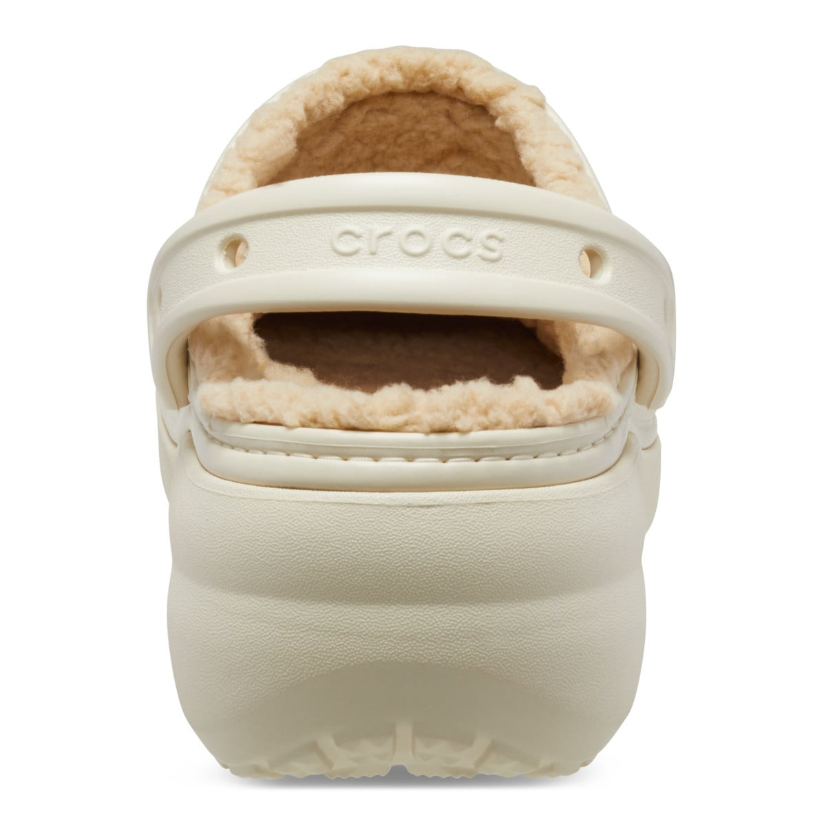 Saboti Crocs Classic Platform Lined Clog Bej - Bone - poza 5