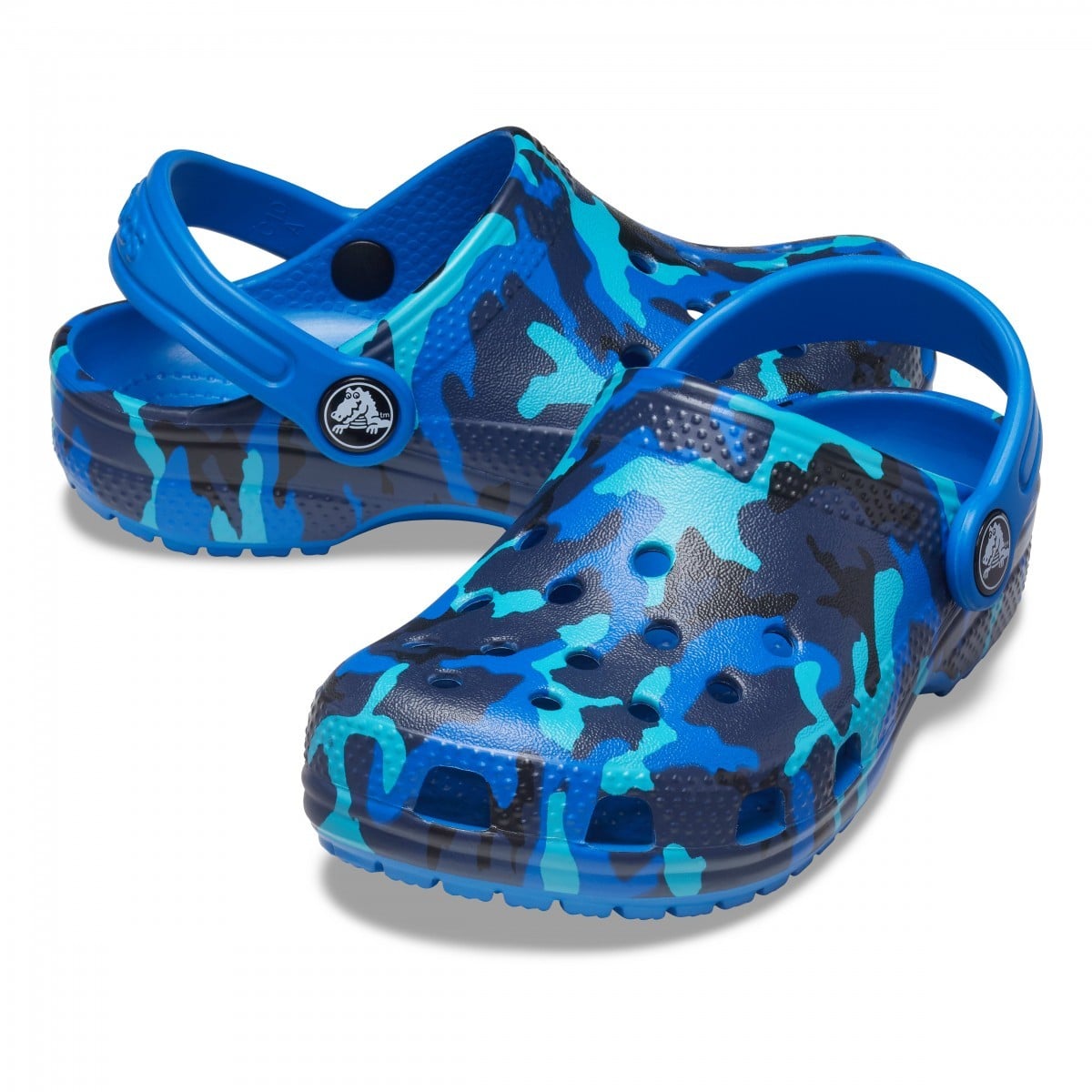 Saboți Crocs Classic Printed Clog Kids Albastru - Bright Cobalt - poza 4