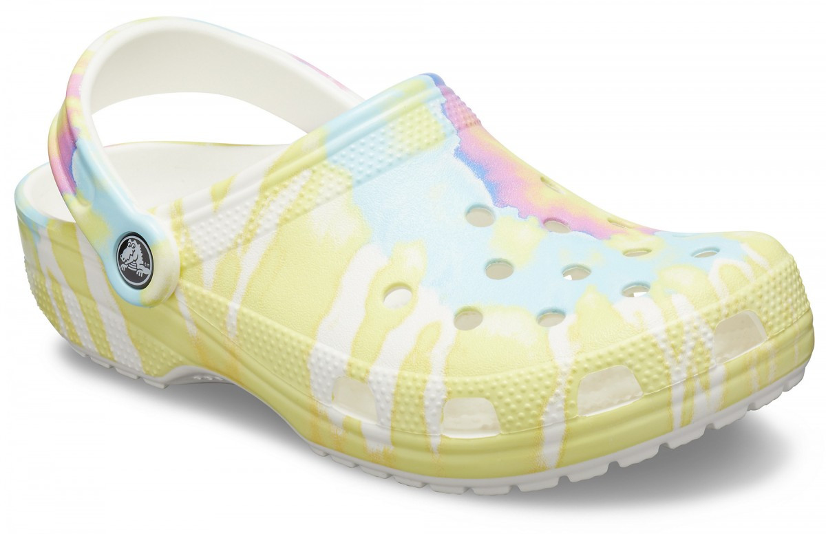 Saboti Crocs Classic Tie-Dye Graphic Clog Alb - White/Multi - poza 2