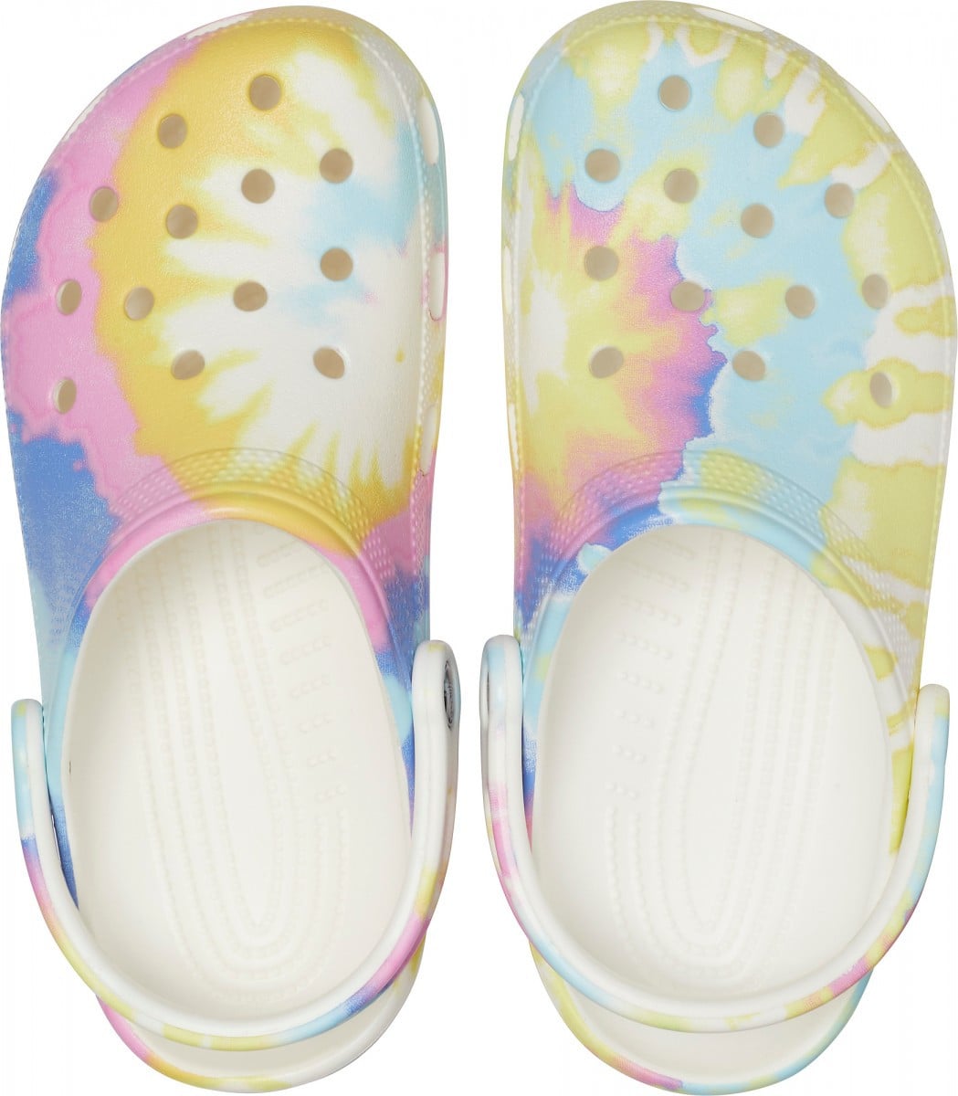 Saboti Crocs Classic Tie-Dye Graphic Clog Alb - White/Multi - poza 3