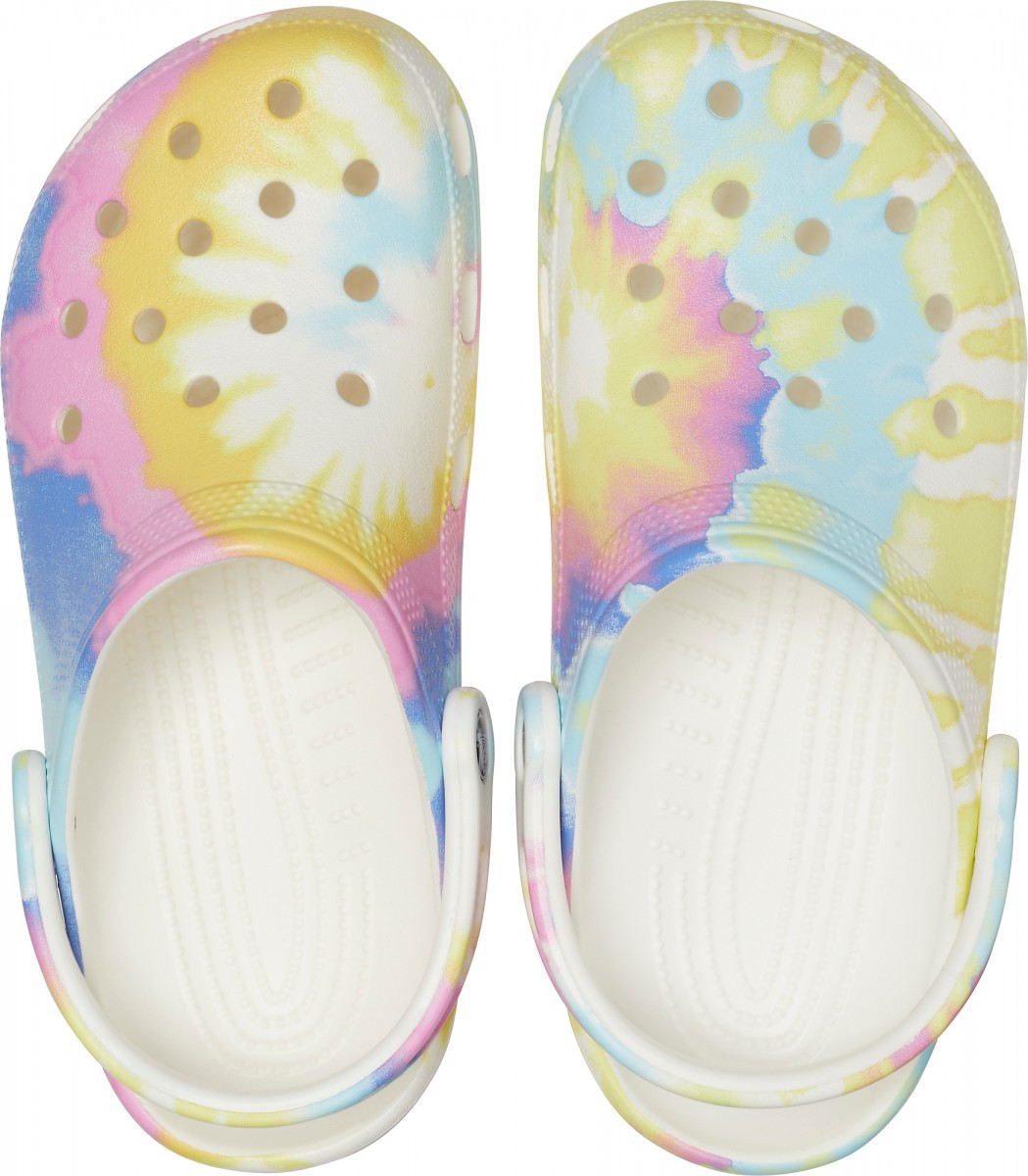 Saboti Crocs Classic Tie-Dye Graphic Clog Alb - White/Multi - poza 3