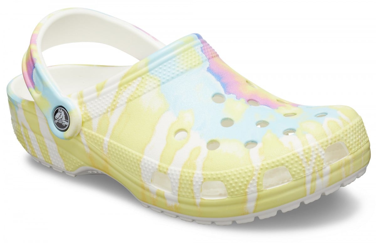Saboti Crocs Classic Tie-Dye Graphic Clog Alb - White/Multi - poza 2