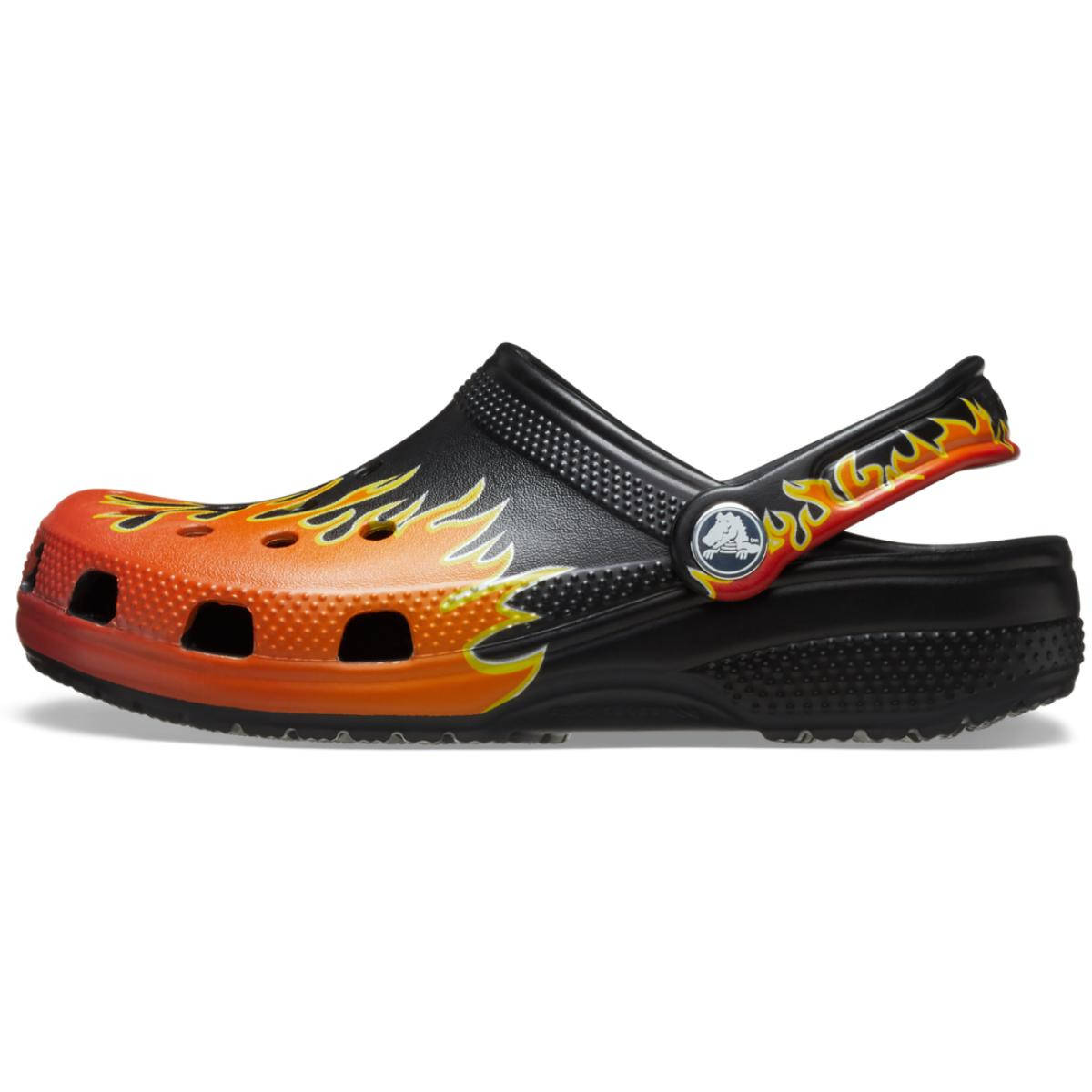 Saboti Crocs Classic Toddler Flames Clog Negru - Black/Multi - poza 3
