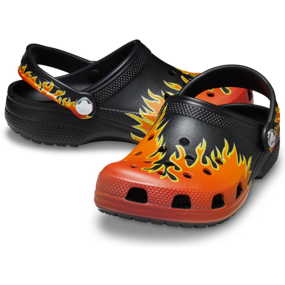 Saboti Crocs Classic Toddler Flames Clog Negru - Black/Multi - poza 4