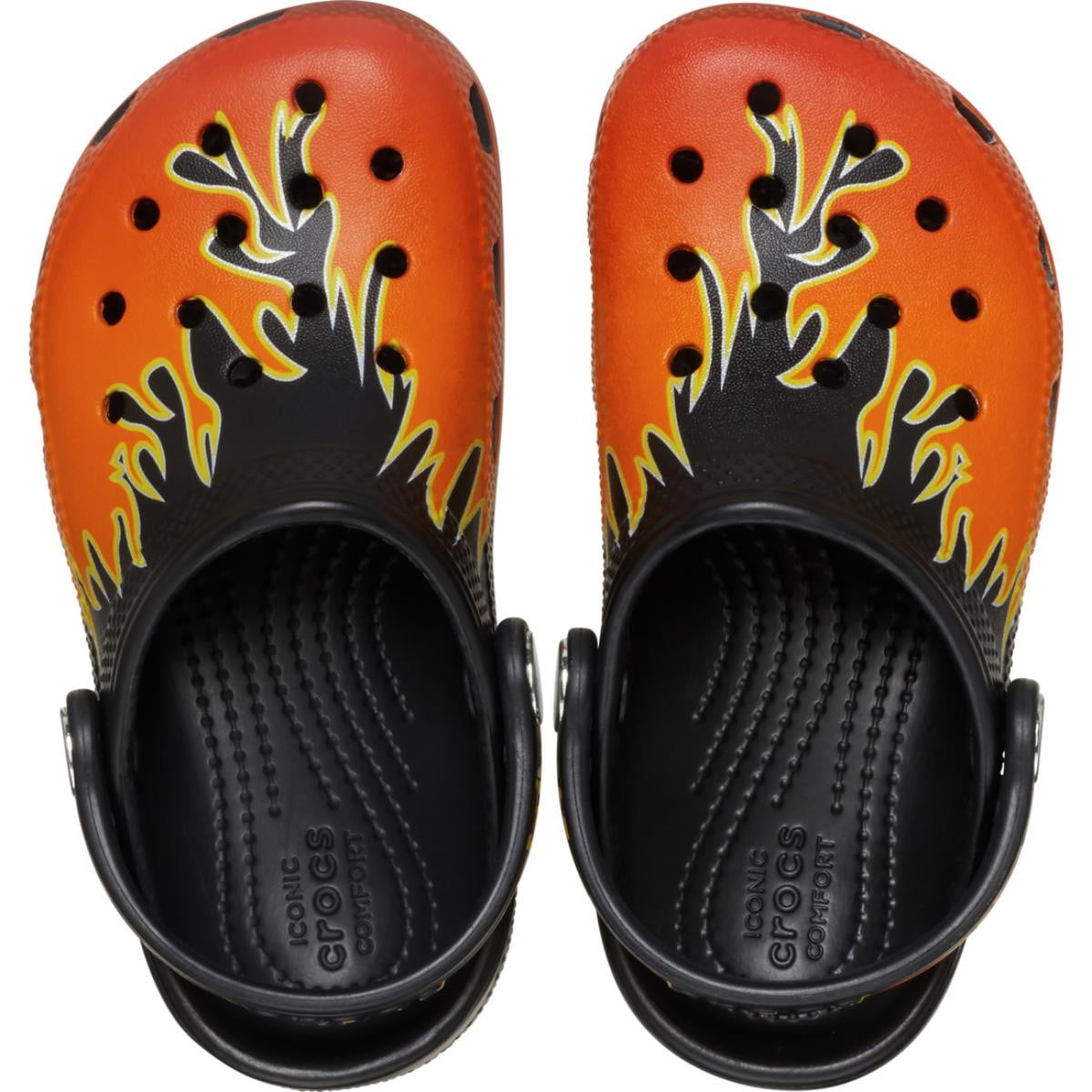 Saboti Crocs Classic Toddler Flames Clog Negru - Black/Multi - poza 5