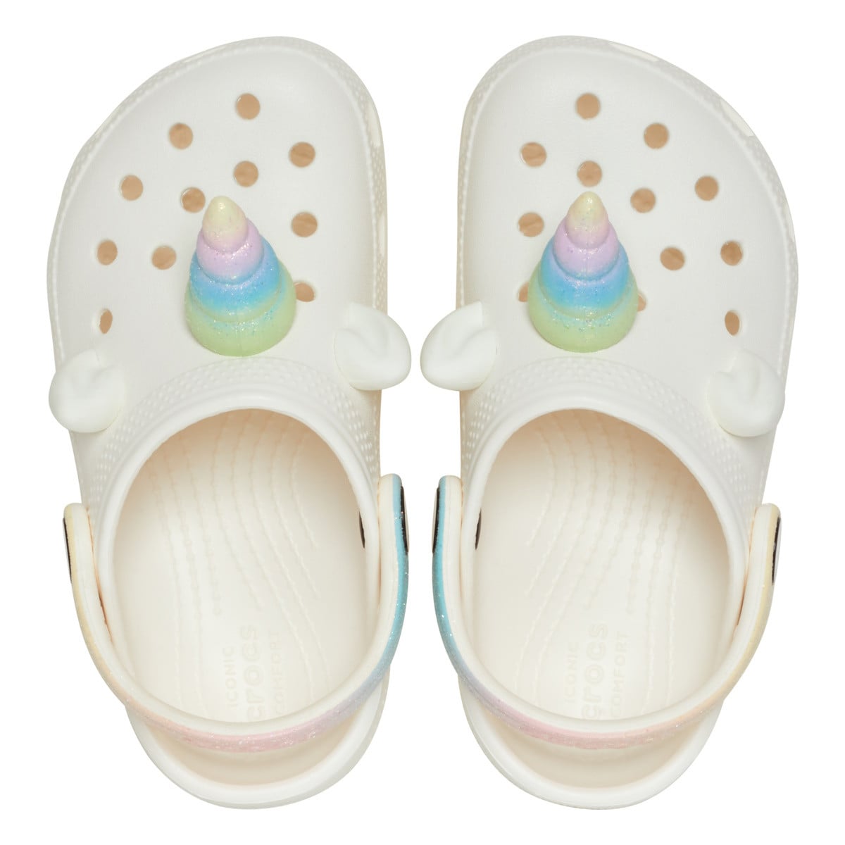 Saboti Crocs Classic Toddler I Am Rainbow Unicorn Clog Alb - Chalk - poza 5