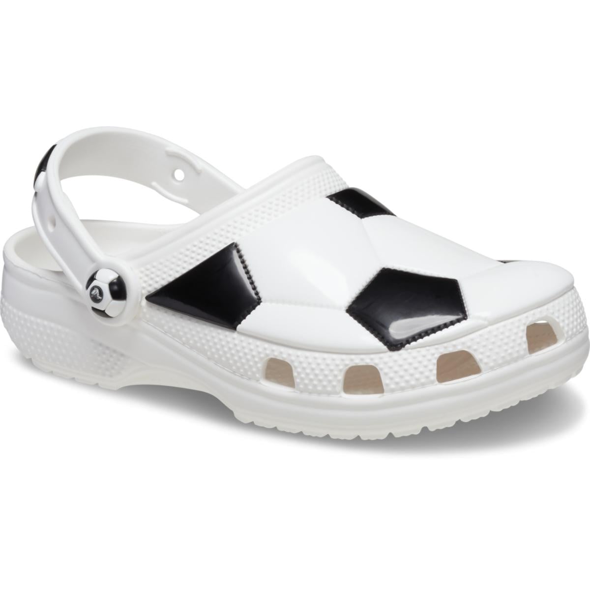 Saboti Crocs Classic Toddler Soccer Ball Clog Alb - White/Black - poza 2