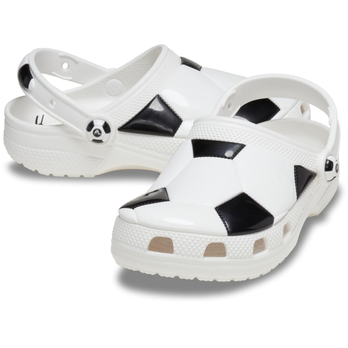 Saboti Crocs Classic Toddler Soccer Ball Clog Alb - White/Black - poza 4