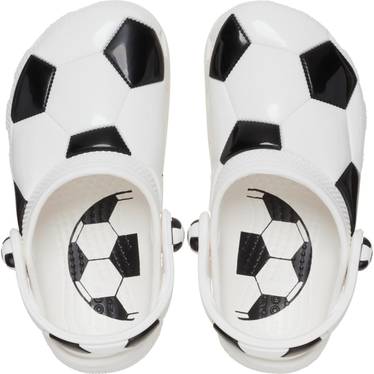 Saboti Crocs Classic Toddler Soccer Ball Clog Alb - White/Black - poza 5