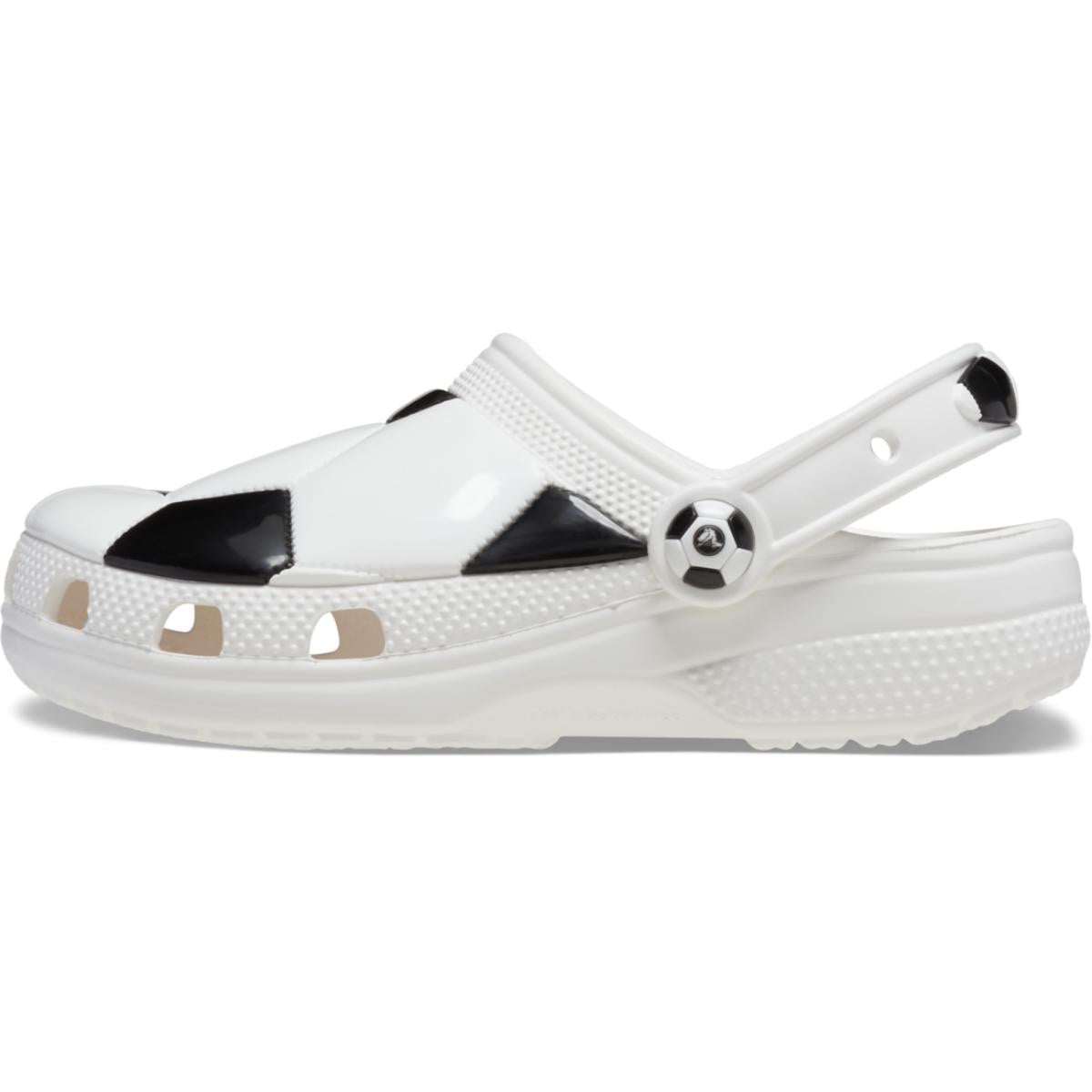 Saboti Crocs Classic Toddler Soccer Ball Clog Alb - White/Black - poza 3