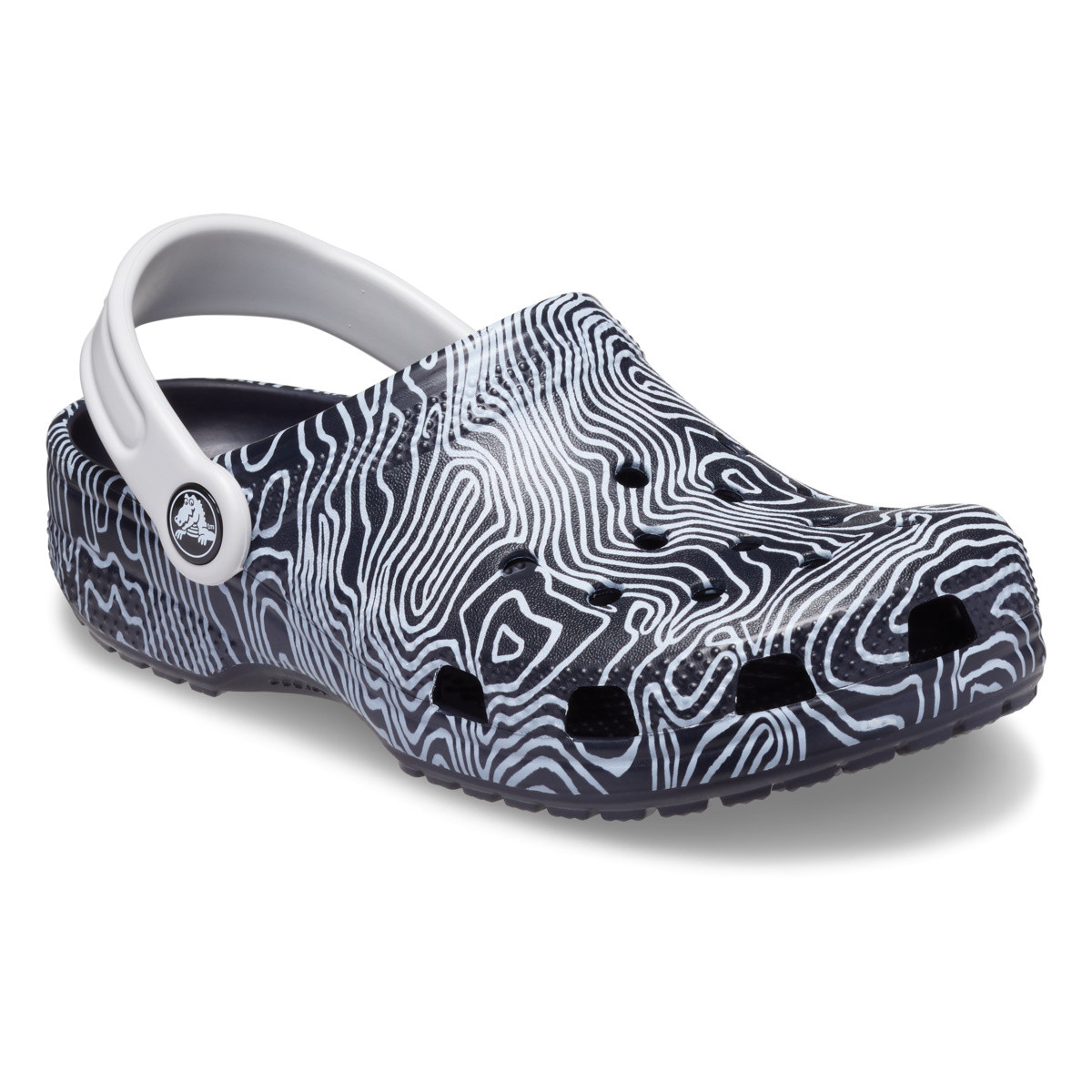 Saboti Crocs Classic Topographic Clog Kids Albastru - Deep Navy/Multi - poza 2