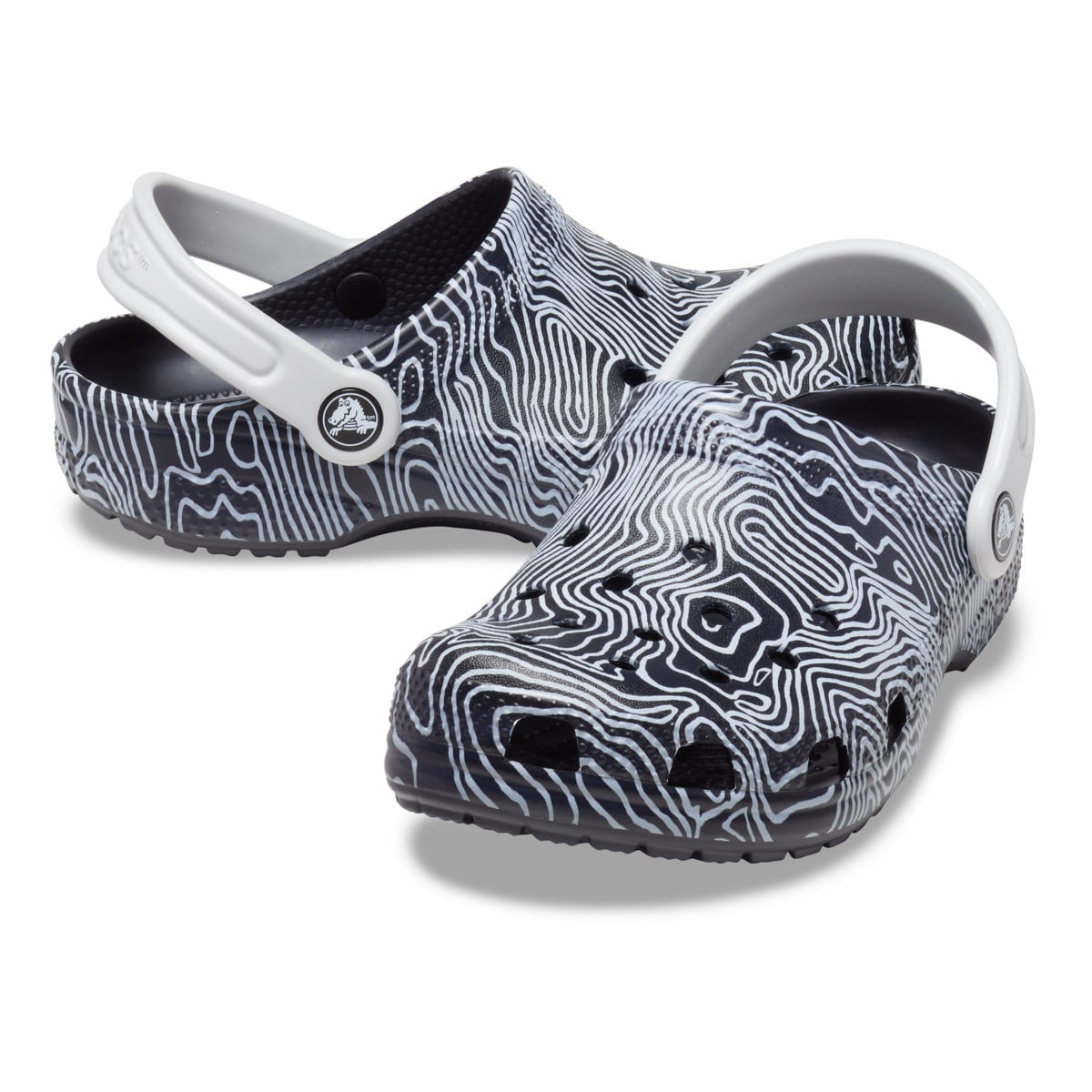 Saboti Crocs Classic Topographic Clog Kids Albastru - Deep Navy/Multi - poza 4