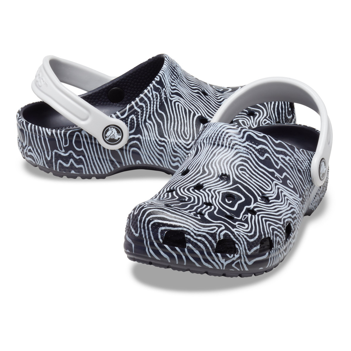 Saboti Crocs Classic Topographic Clog Kids Albastru - Deep Navy/Multi - poza 4