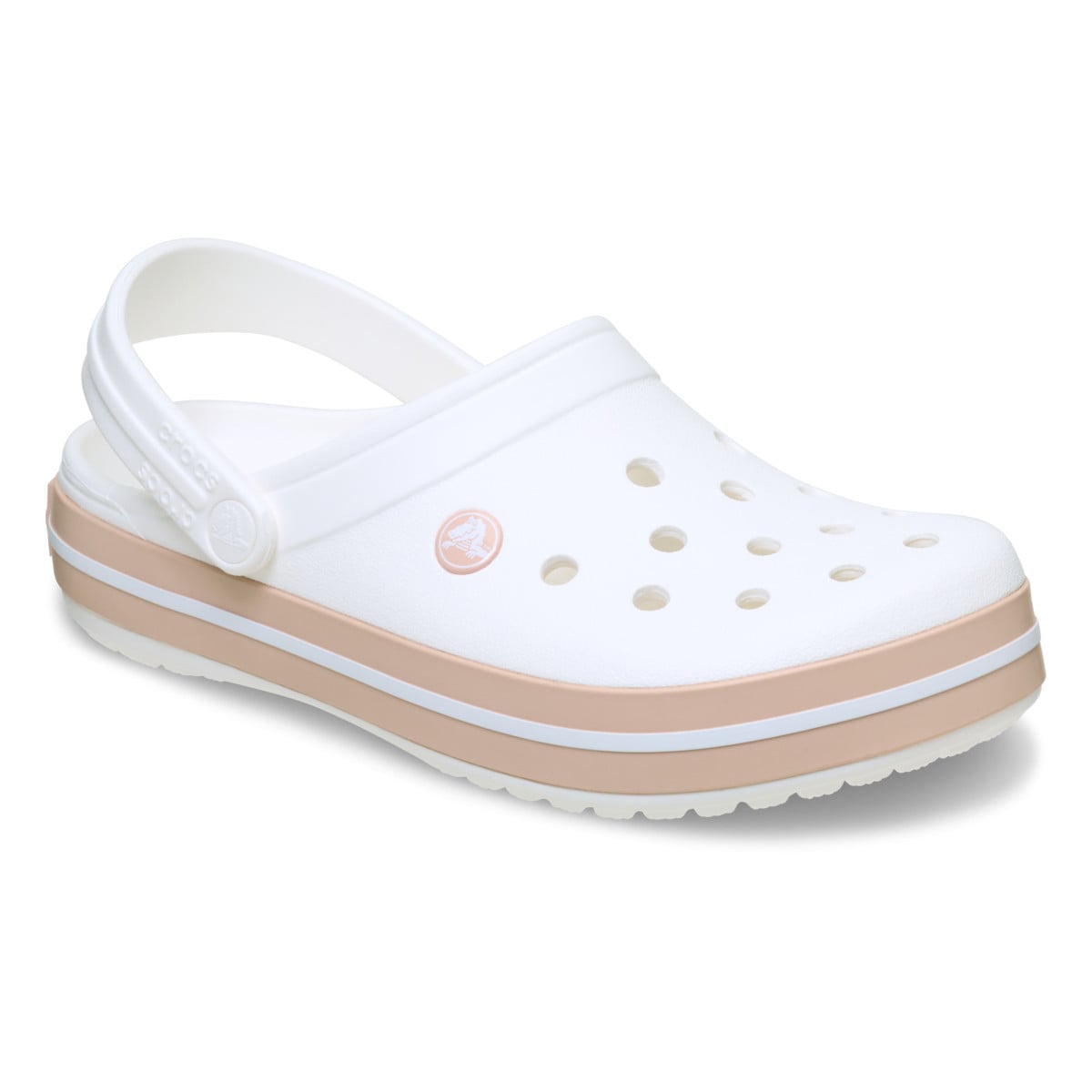Saboti Crocs Crocband Alb - White/Pink Caramel - poza 2