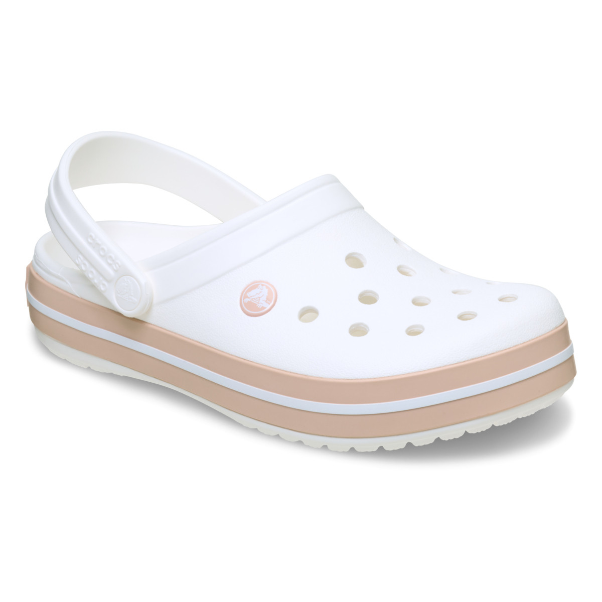 Saboti Crocs Crocband Alb - White/Pink Caramel - poza 2