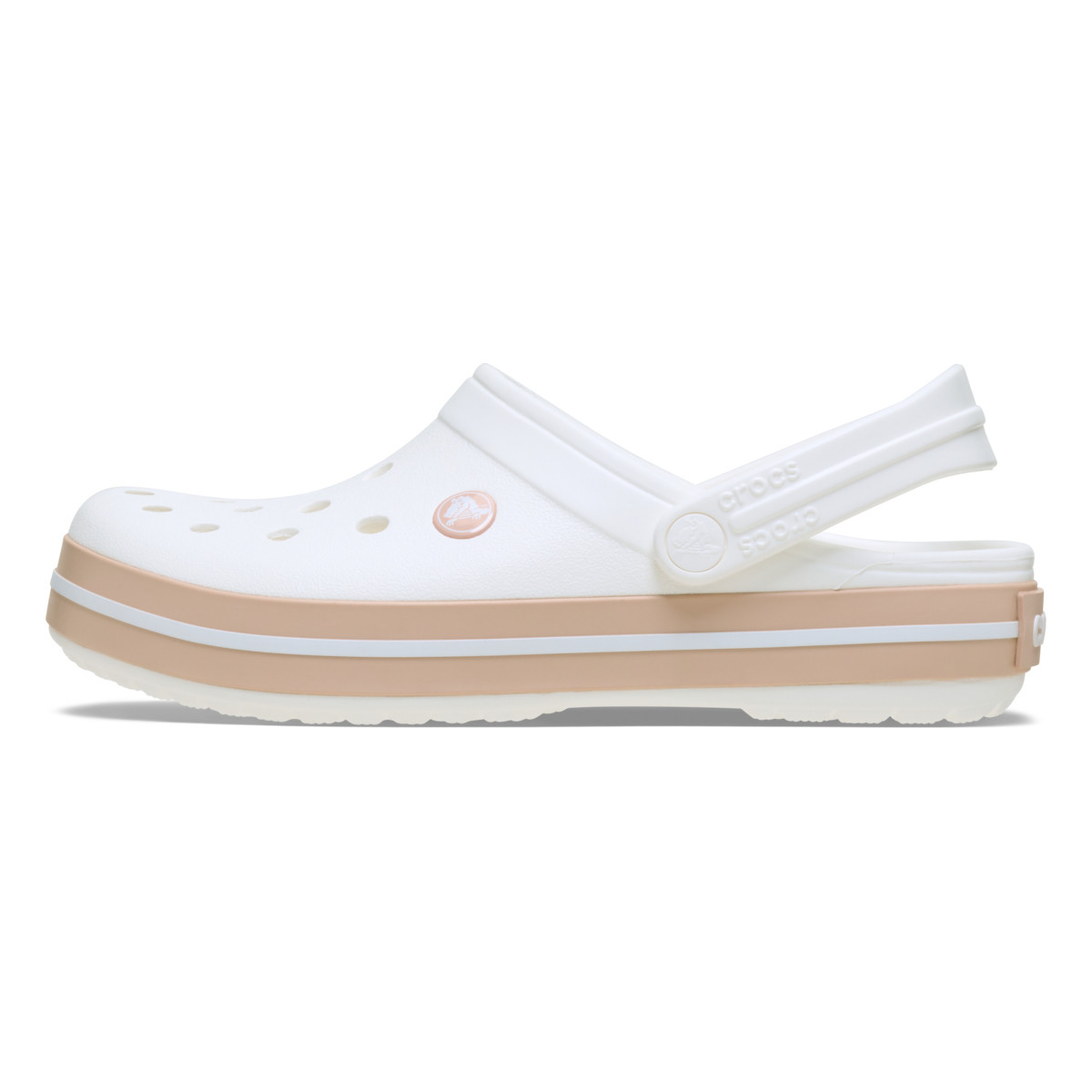 Saboti Crocs Crocband Alb - White/Pink Caramel - poza 3